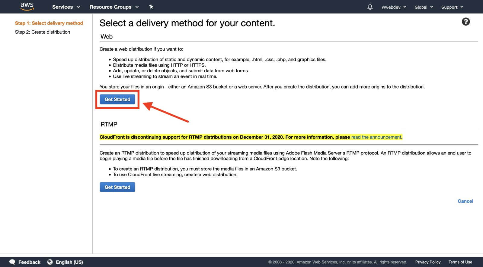 cloudfront get started