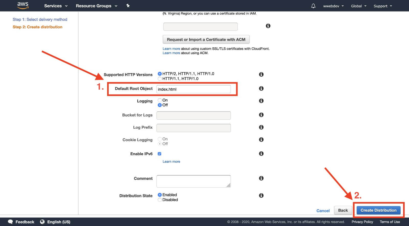 create cloudfront