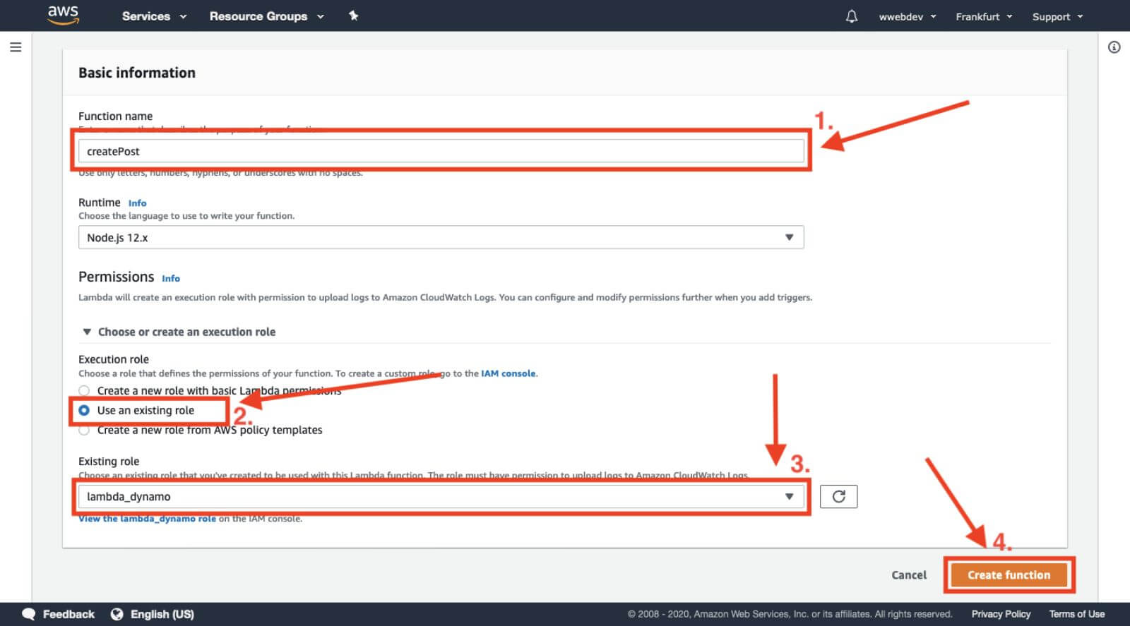 Lambda creation details