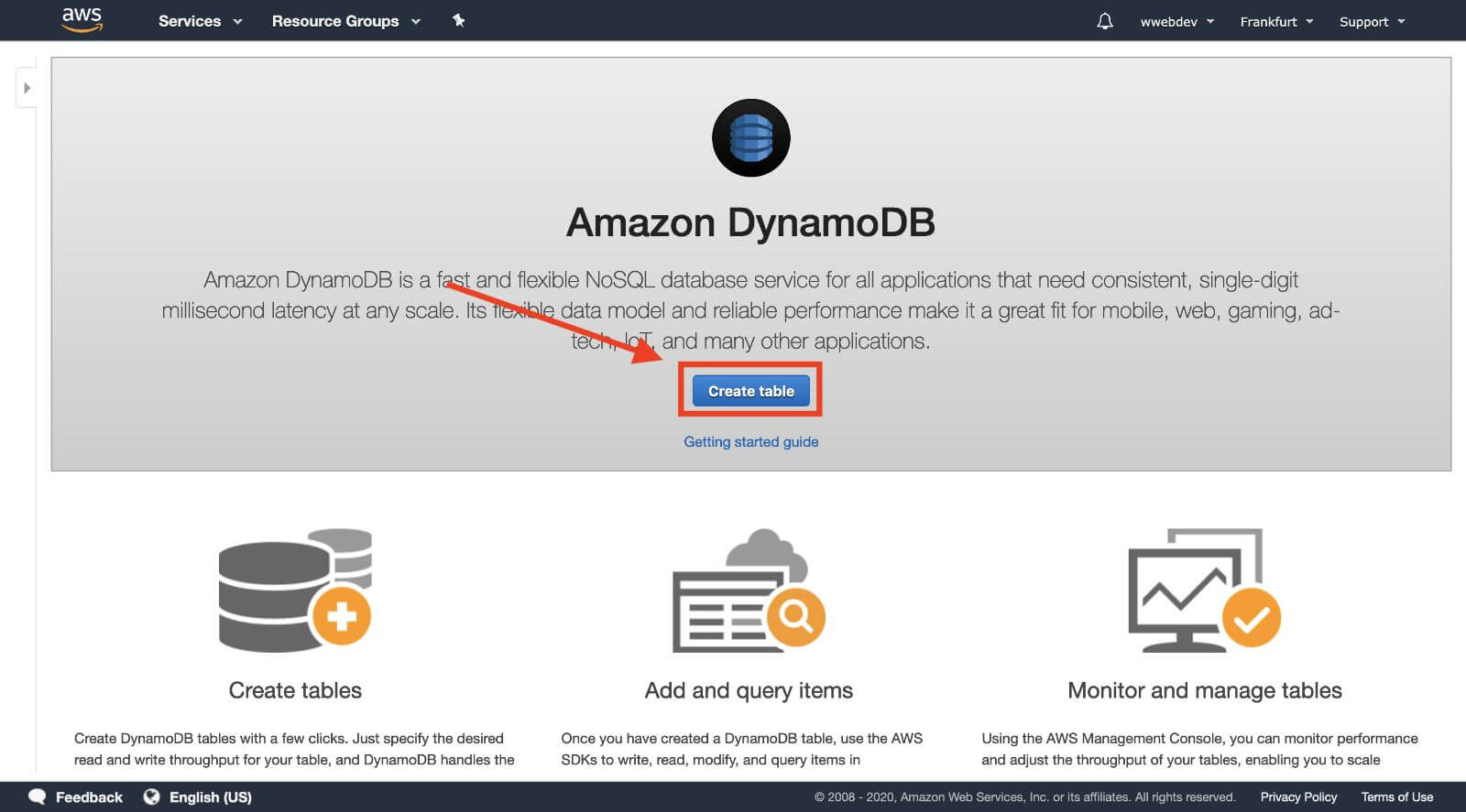 dynamodb create new